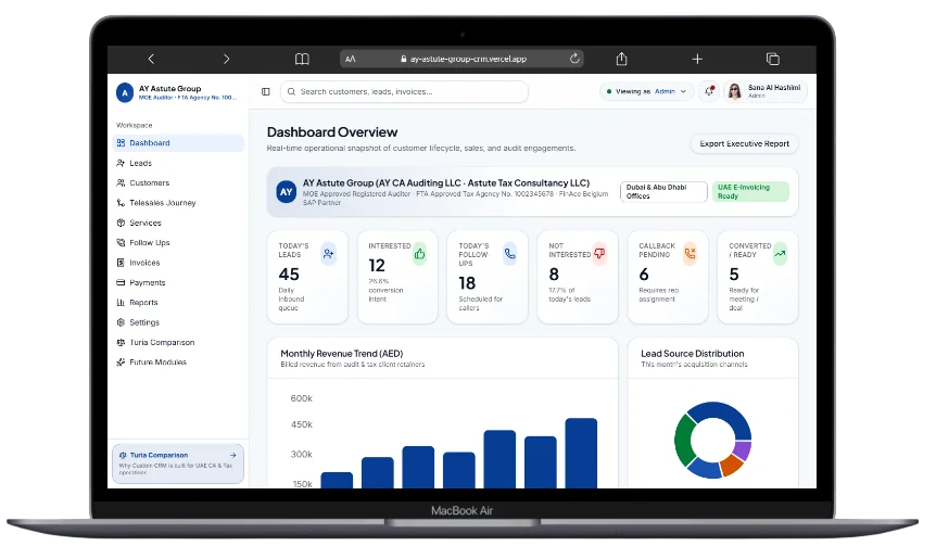 Custom Enterprise CRM Dashboard & Operations System